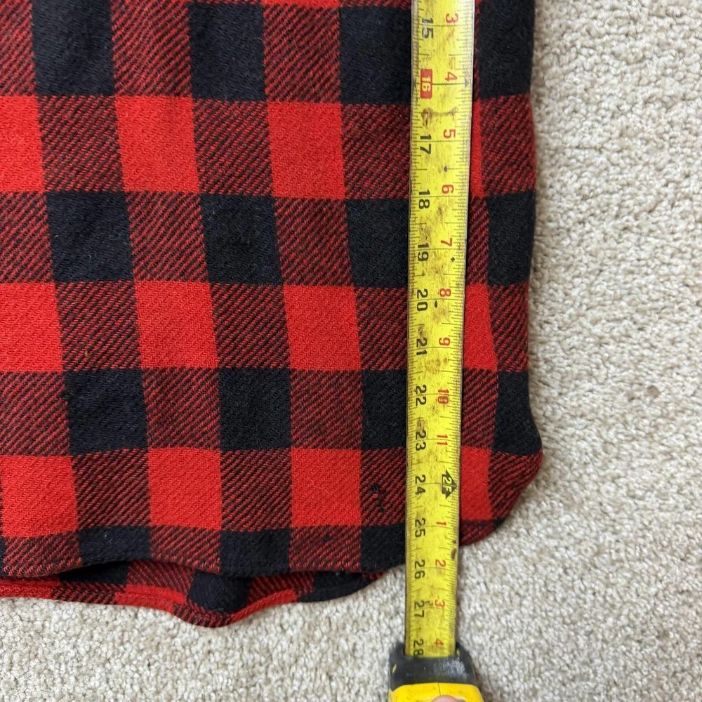 Vintage Buffalo Plaid Shirt Mens Large Red Wool Flannel Long Sleeve Button Up